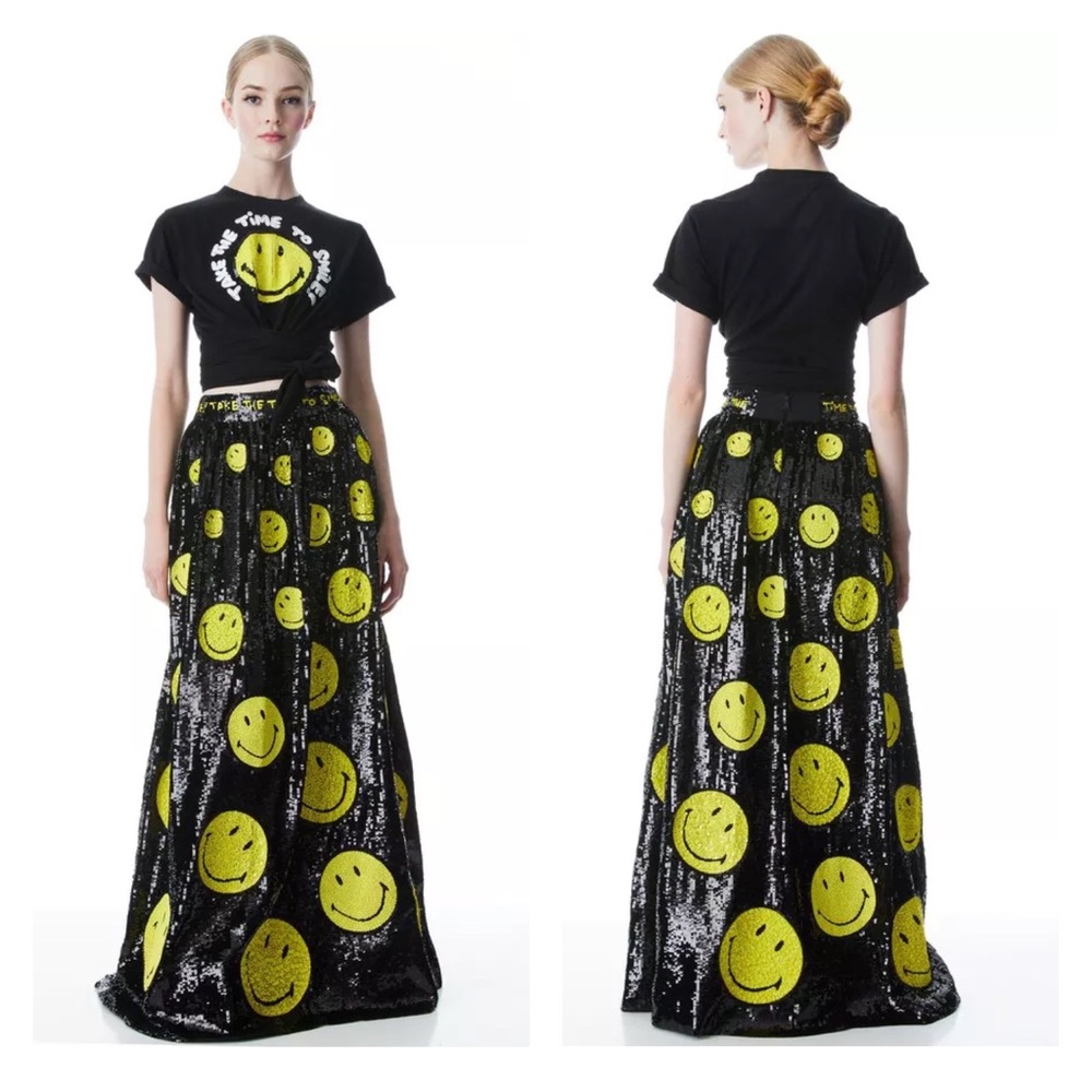 New! ALICE + OLIVIA Smiley Limited Edition Tina Sequin Gown Maxi Skirt - Picture 5 of 16